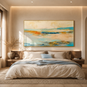 "Coastal Drift" – Wabi-Sabi Sand and Aqua Textured Abstract Acrylic Painting