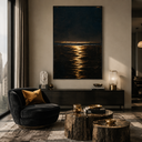 "Luminous Abyss" – Textured Midnight Seascape Gold Black Oil Painting