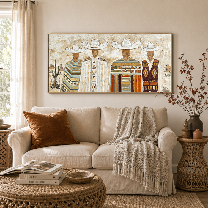 “Desert Kinship” – Southwestern Cowboy Impasto Oil Painting