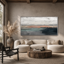 "Dark Tide" – Minimalist Coastal Horizon Textured Acrylic Painting