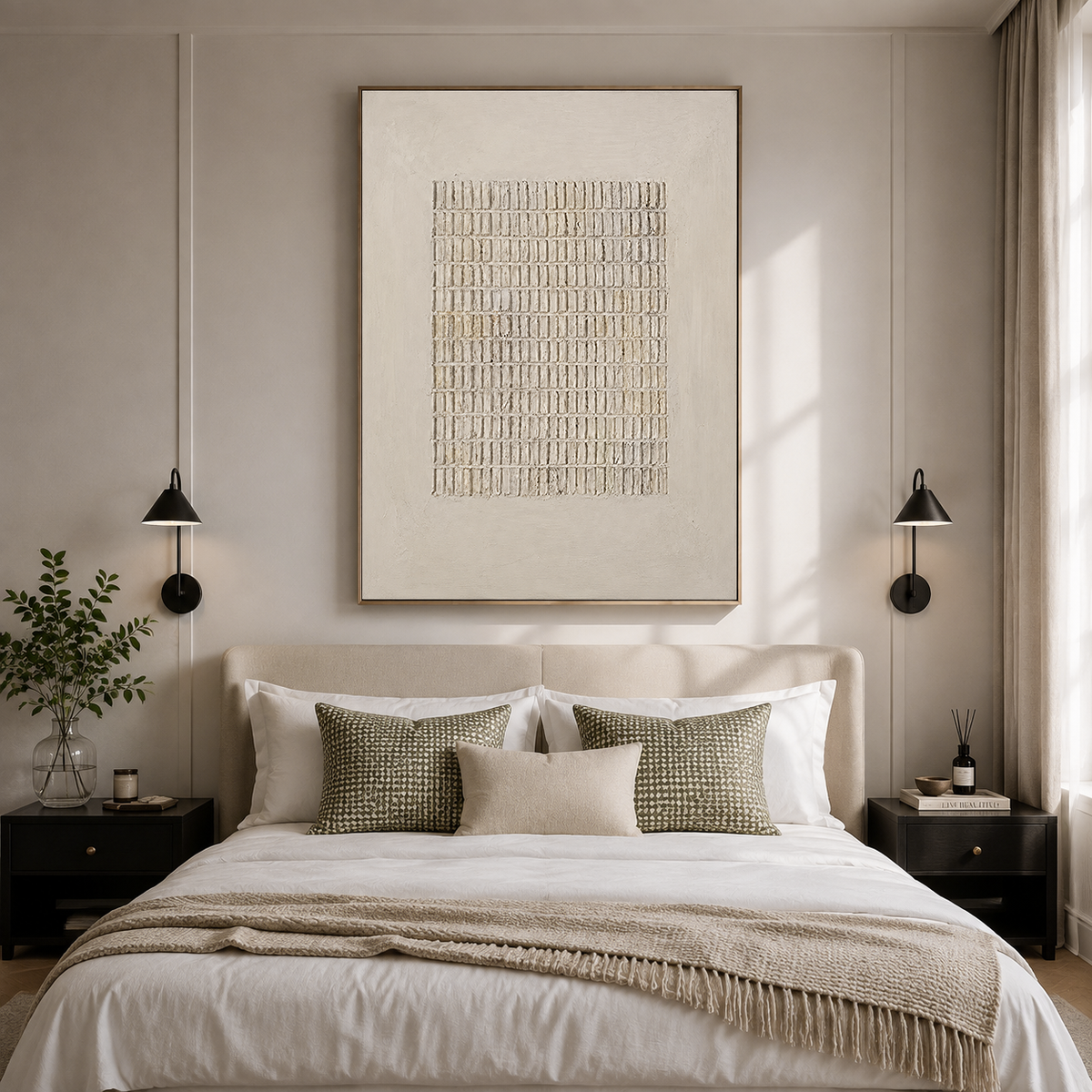 "Rhythmic Order" – Wabi-Sabi Cream Minimalist Relief Acrylic Painting