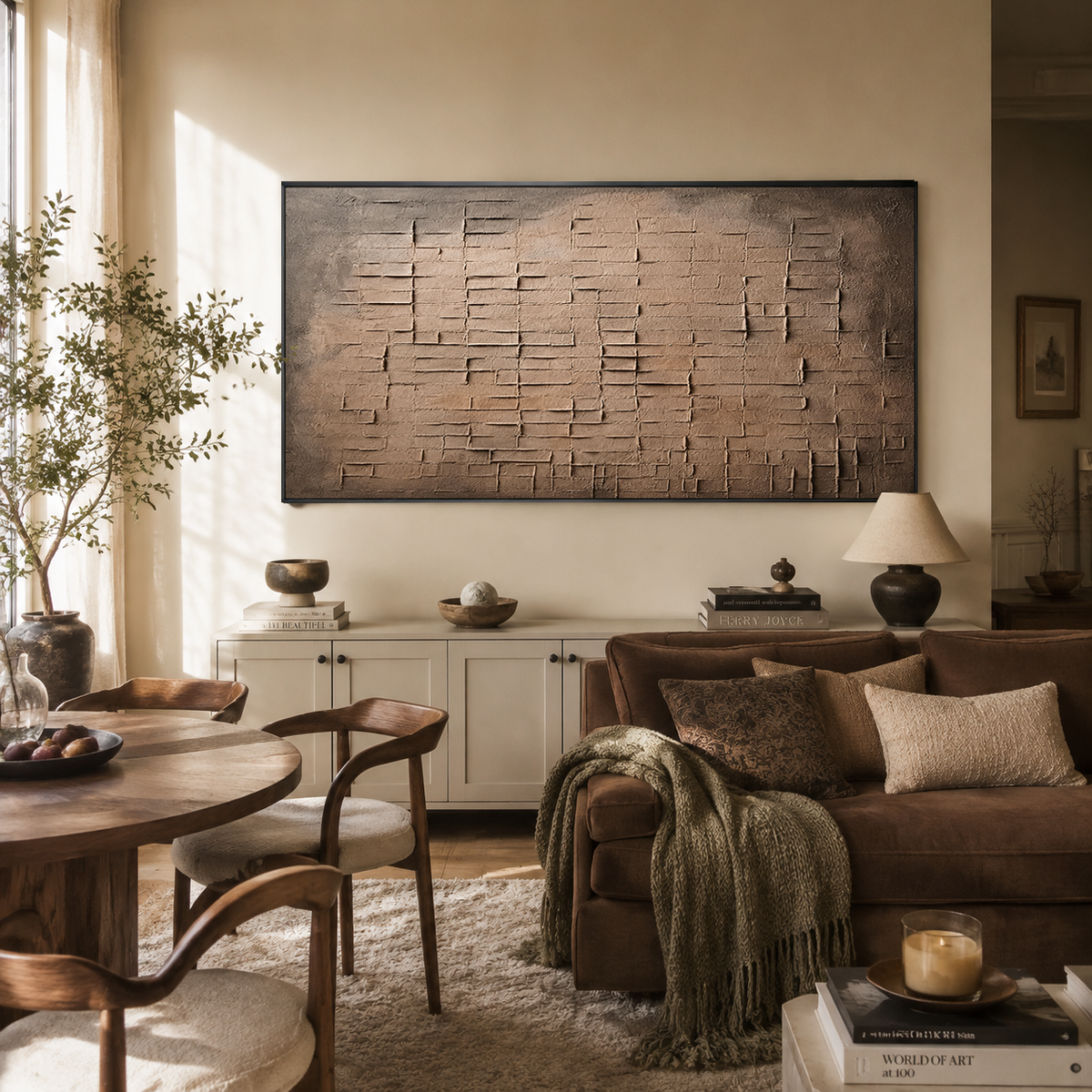 "Strata of Memory" – Wabi-Sabi Earth Tone Horizontal Heavy Textured Painting
