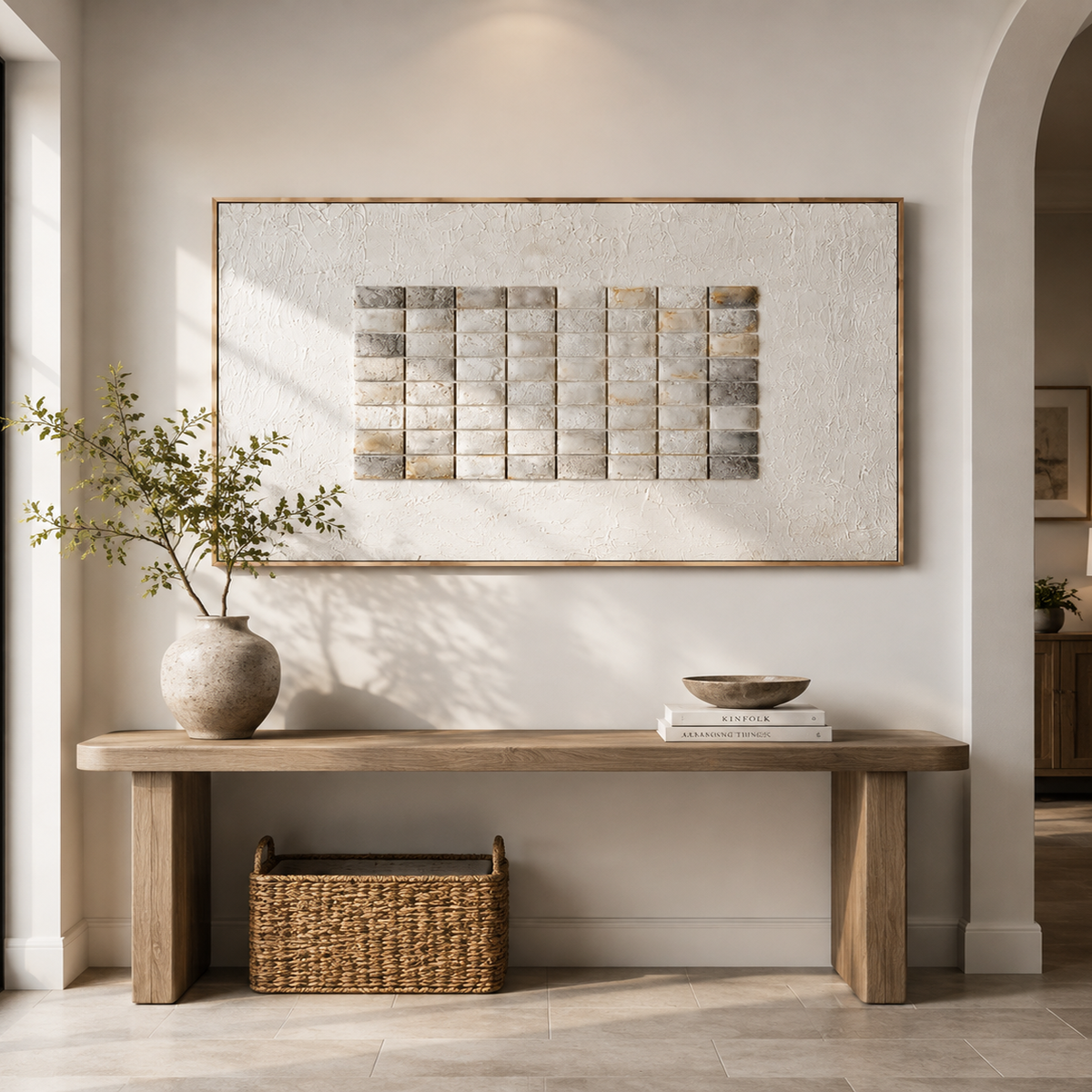 "Traces of Order" – Wabi-Sabi Cream and Beige Mixed Media Abstract Textured Painting