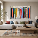 "Vibrant Gathering" – Modern Colorful Abstract Figurative Impasto Painting
