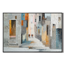 "Sunlit Alley" – Modern Textured Mediterranean Street Palette Knife Painting