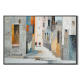 "Sunlit Alley" – Modern Textured Mediterranean Street Palette Knife Painting