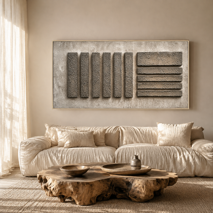 "Ancient Wisdom" – Wabi-Sabi Textured Geometric Abstract Painting
