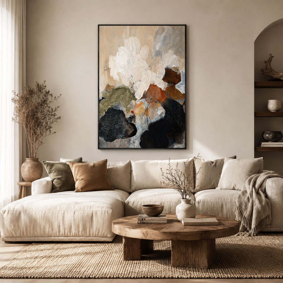 "Chaotic thoughts" – Wabi-Sabi Earth Tone Abstract Textured Acrylic Painting