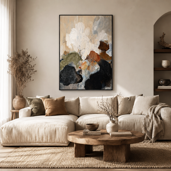 "Chaotic thoughts" – Wabi-Sabi Earth Tone Abstract Textured Acrylic Painting