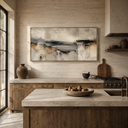 "Simple Tranquility" - Wabi-sabi horizontal charcoal abstract oil painting