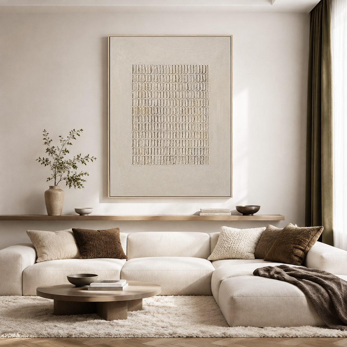 "Rhythmic Order" – Wabi-Sabi Cream Minimalist Relief Acrylic Painting