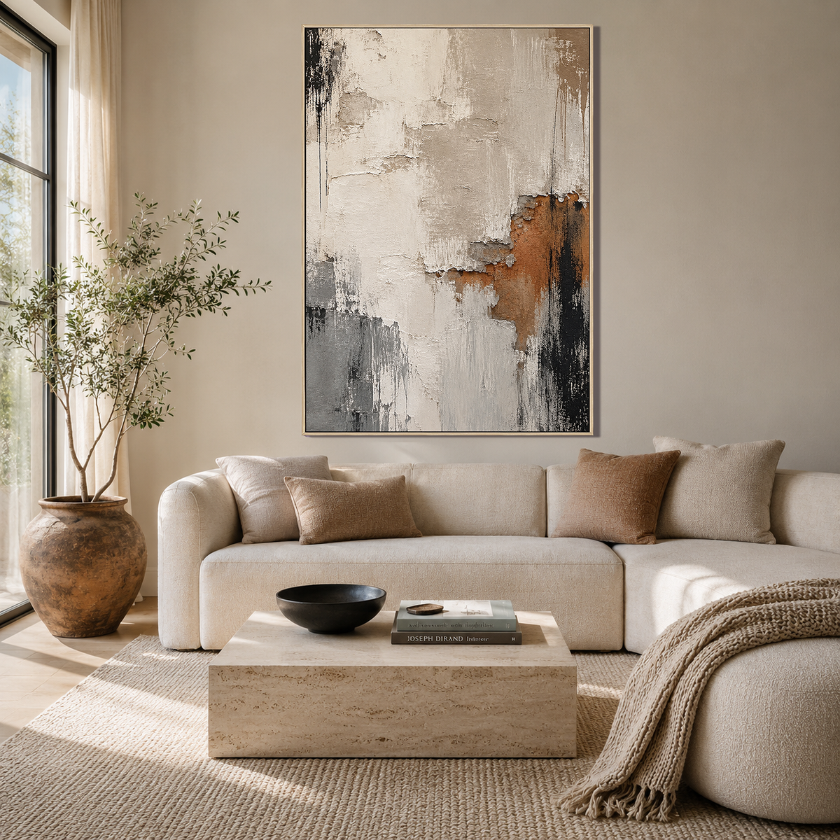 "Plain corner" – Wabi-Sabi Earth Tone Textured Abstract Acrylic Painting