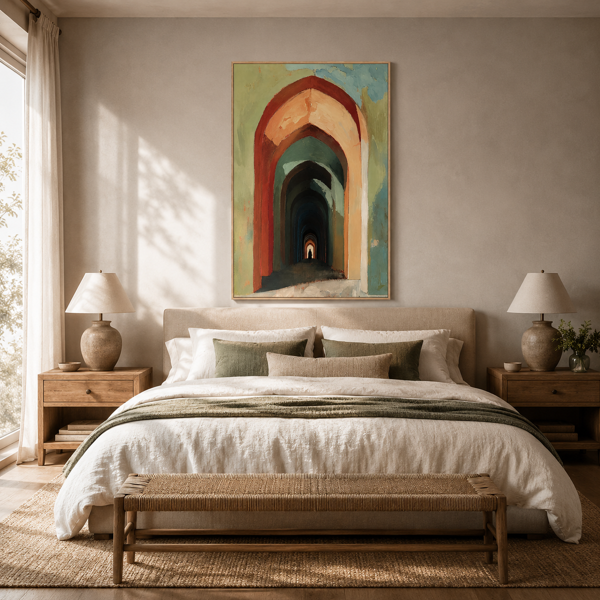"Portal of Solitude" – Architectural Archway Terracotta Oil Painting