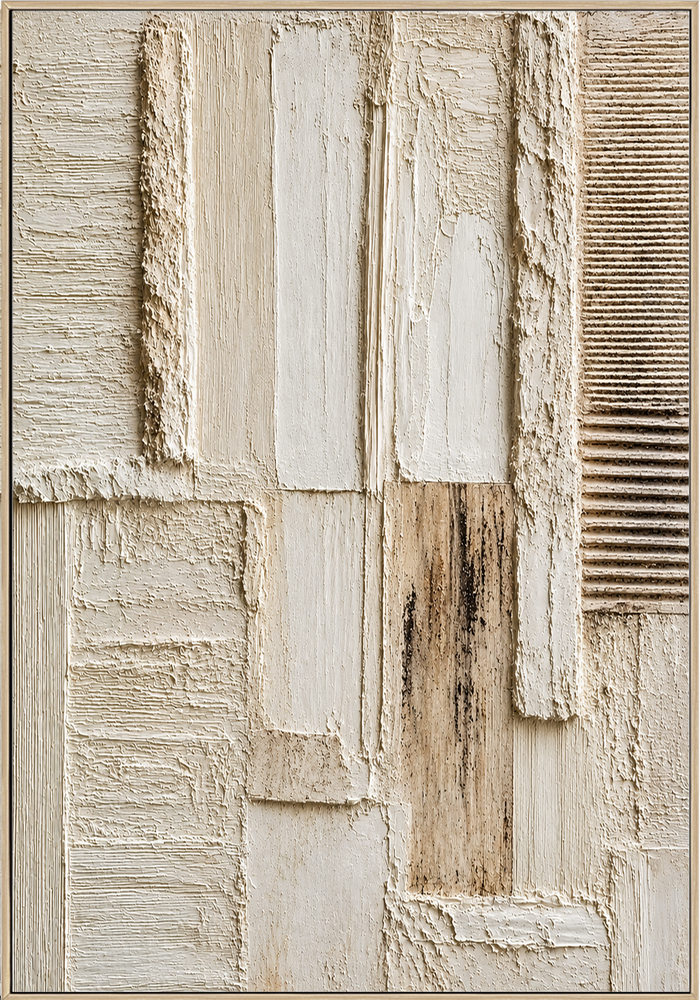 "Timeless Sanctuary" – Wabi-Sabi Off-White Textured Abstract Relief Painting