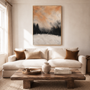 "Amber Solitude" – Textured Winter Pine Forest Peach Impasto Oil Painting