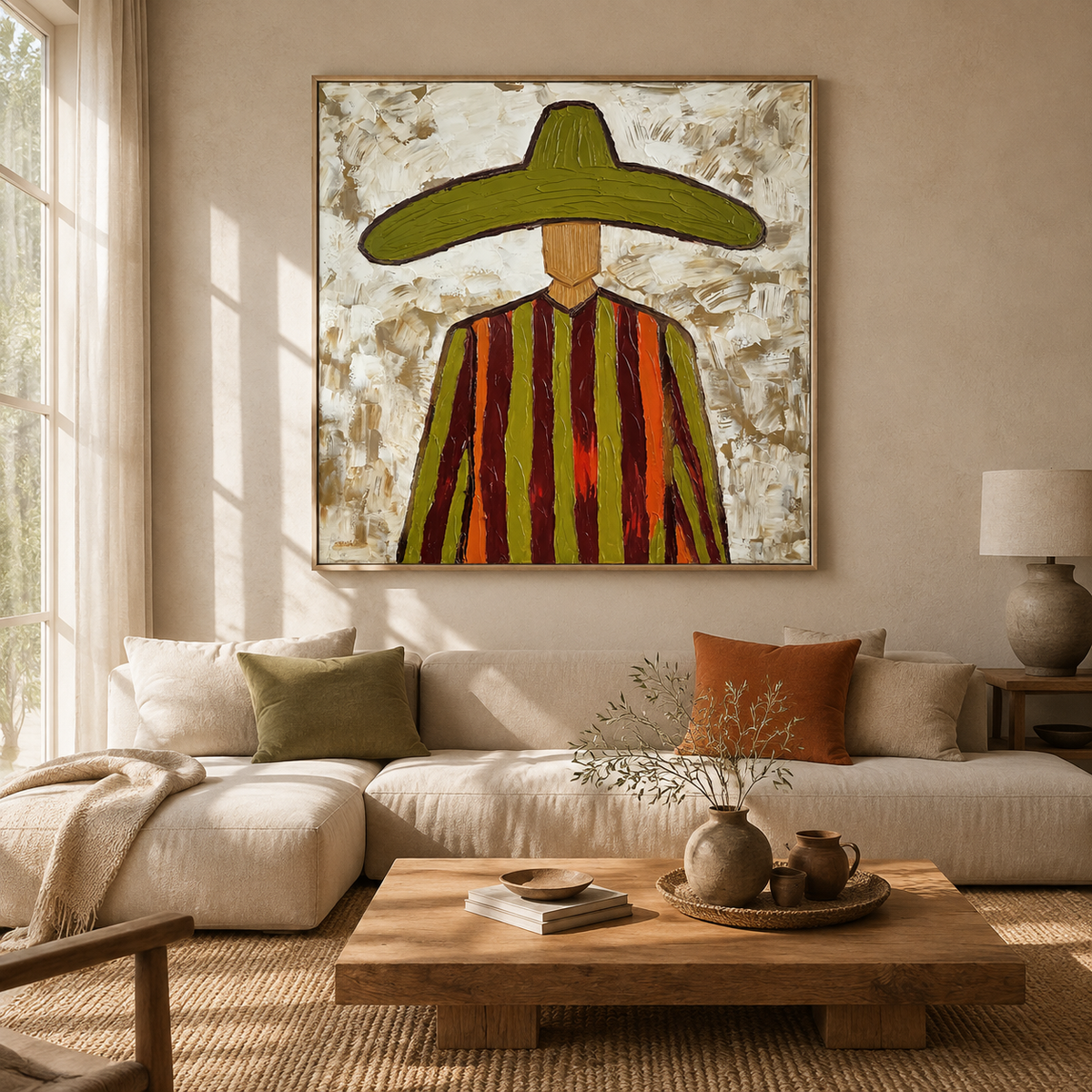 "Desert Mariachi" – Vintage Mexican Cowboy Textured Oil Painting