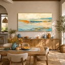 "Coastal Drift" – Wabi-Sabi Sand and Aqua Textured Abstract Acrylic Painting