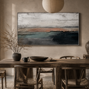 "Dark Tide" – Minimalist Coastal Horizon Textured Acrylic Painting