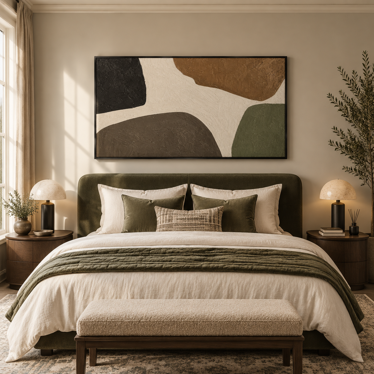 "The Taste of Nature"—A Horizontal Abstract Acrylic Painting in Wabi-Sabi Earth Tones