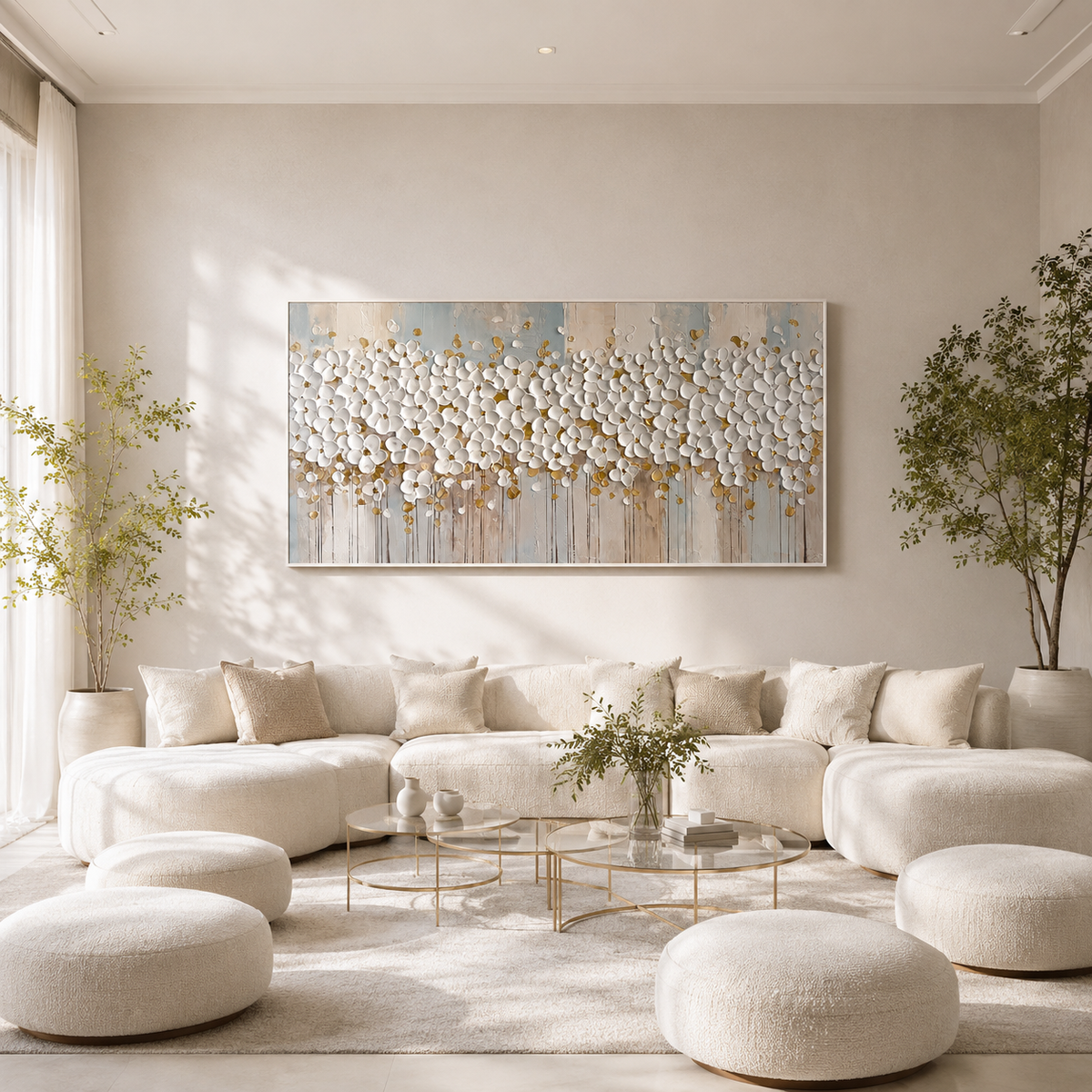 "Serene Sculptor's Petals" – Contemporary Monochrome 3D Textured Floral Art