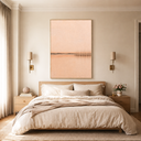 "Whispering Waters" – Wabi-Sabi Warm Peach & Beige Textured Minimalist Landscape Oil Painting