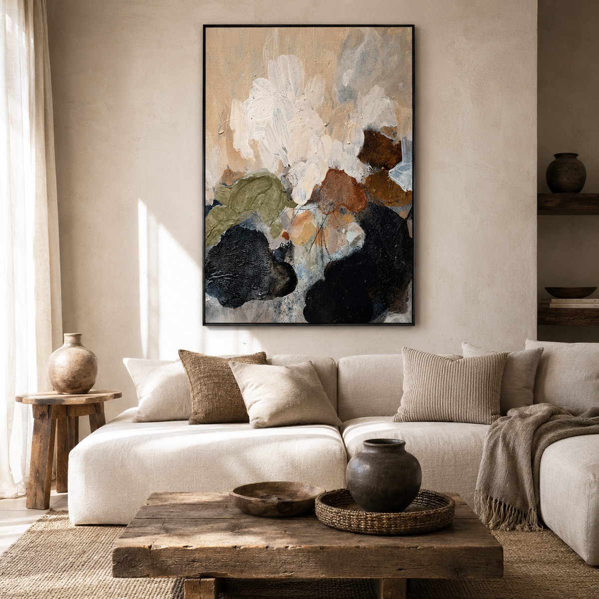 "Chaotic thoughts" – Wabi-Sabi Earth Tone Abstract Textured Acrylic Painting