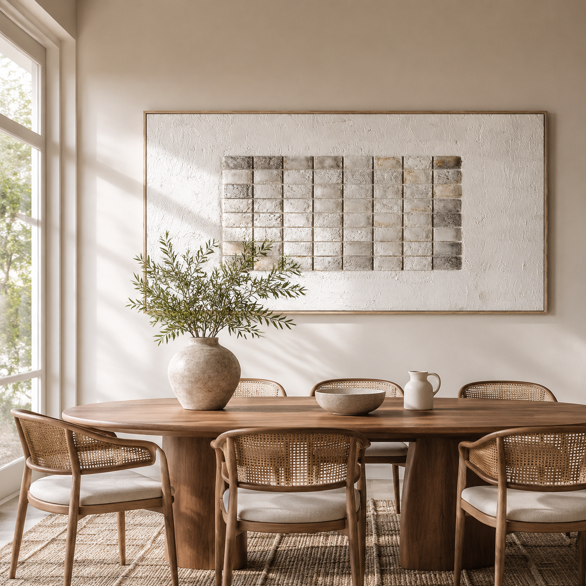 "Traces of Order" – Wabi-Sabi Cream and Beige Mixed Media Abstract Textured Painting
