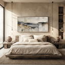 "Simple Tranquility" - Wabi-sabi horizontal charcoal abstract oil painting