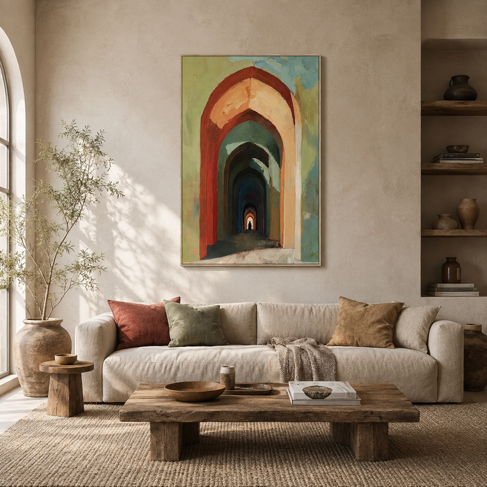 "Portal of Solitude" – Architectural Archway Terracotta Oil Painting