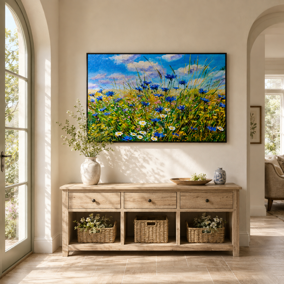 "Summer Breeze" – Impressionist Wildflower Meadow Palette Knife Impasto Oil Painting