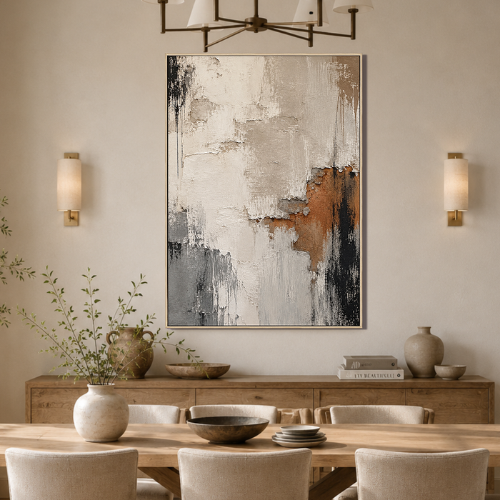 "Plain corner" – Wabi-Sabi Earth Tone Textured Abstract Acrylic Painting