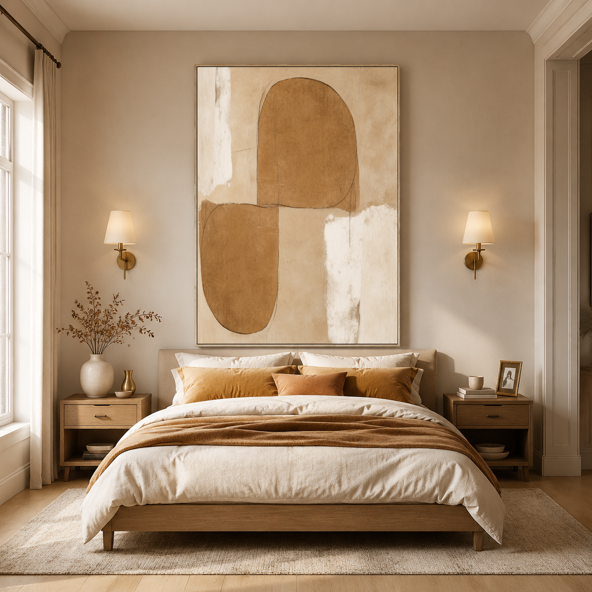 "Plain outline" – Wabi-Sabi Minimalist Earthy Brown Abstract Oil Painting