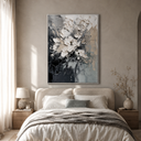 "Whispering Petals" – Contemporary Monochromatic White Floral Impasto Oil Painting