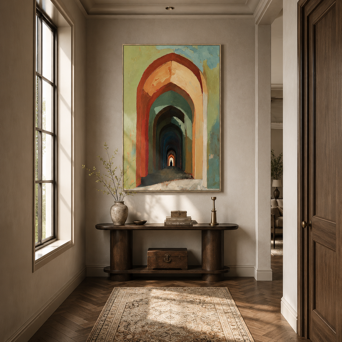 "Portal of Solitude" – Architectural Archway Terracotta Oil Painting
