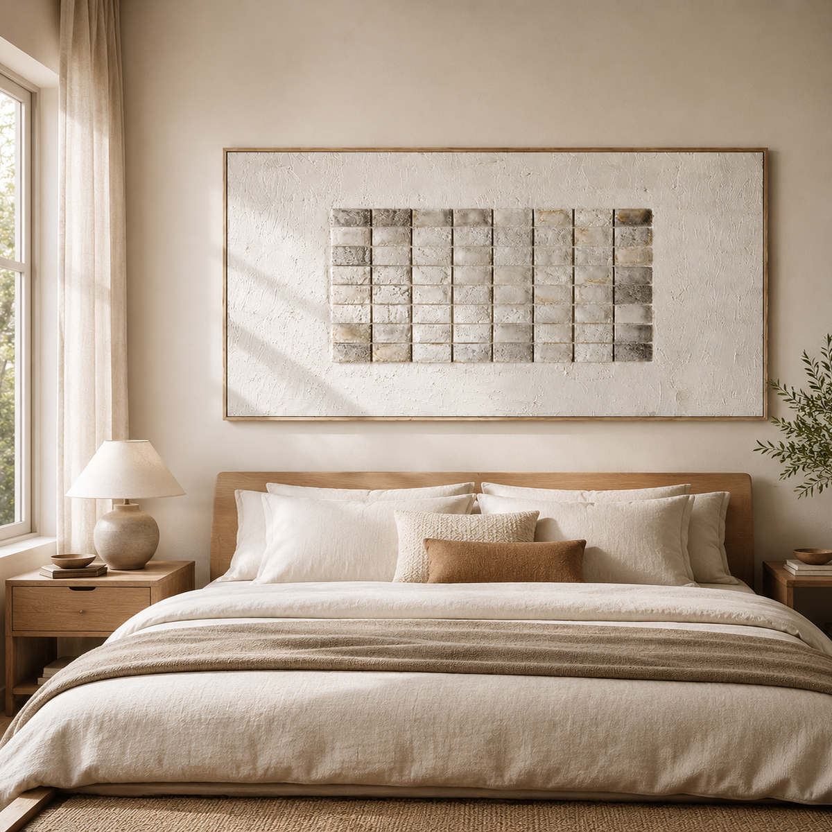 "Traces of Order" – Wabi-Sabi Cream and Beige Mixed Media Abstract Textured Painting