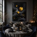 "Celestial Dunes" – Modern Luxe Black and Gold Foil Abstract Acrylic Painting