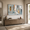 "Sunlit Alley" – Modern Textured Mediterranean Street Palette Knife Painting