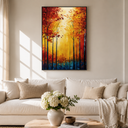 "Ablaze in Autumn" – Palette Knife Expressionistic Forest Landscape Oil Painting