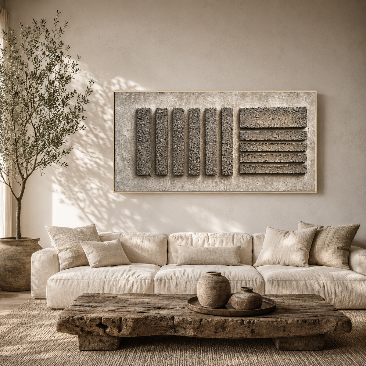 "Ancient Wisdom" – Wabi-Sabi Textured Geometric Abstract Painting