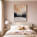 "Amber Solitude" – Textured Winter Pine Forest Peach Impasto Oil Painting