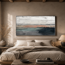 "Dark Tide" – Minimalist Coastal Horizon Textured Acrylic Painting
