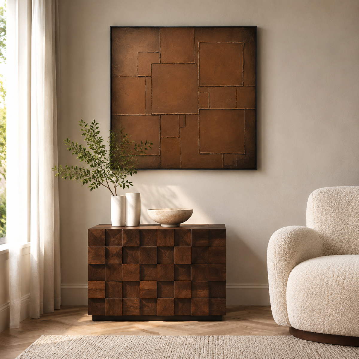 "Terranean Form" – Wabi-Sabi Earth Tone Textured Abstract Acrylic Painting