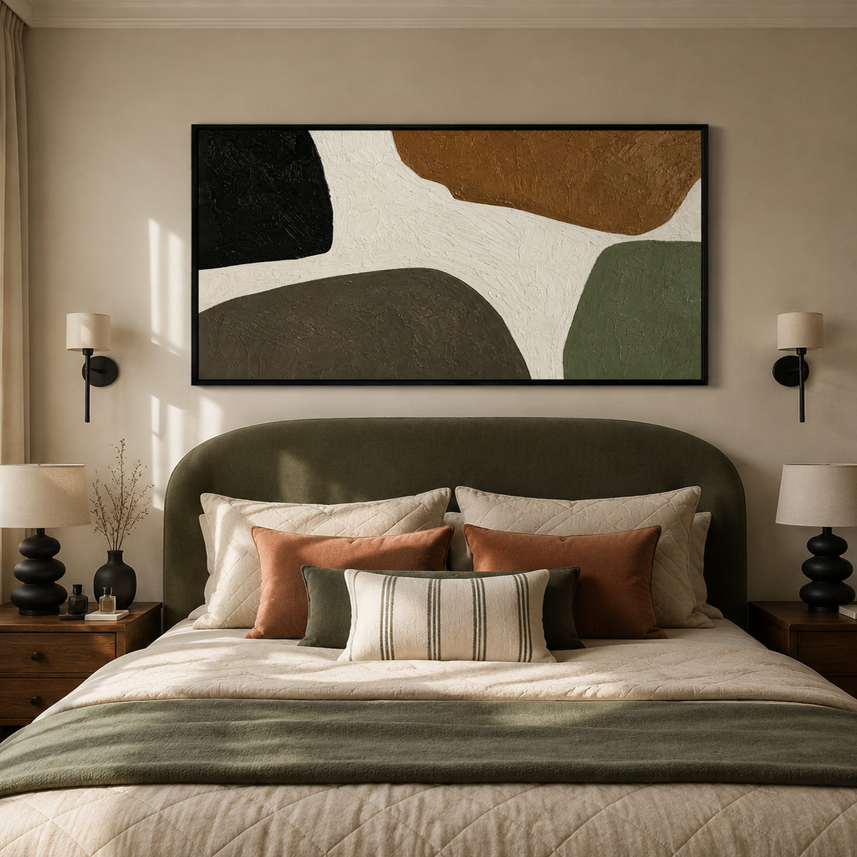 "The Taste of Nature"—A Horizontal Abstract Acrylic Painting in Wabi-Sabi Earth Tones