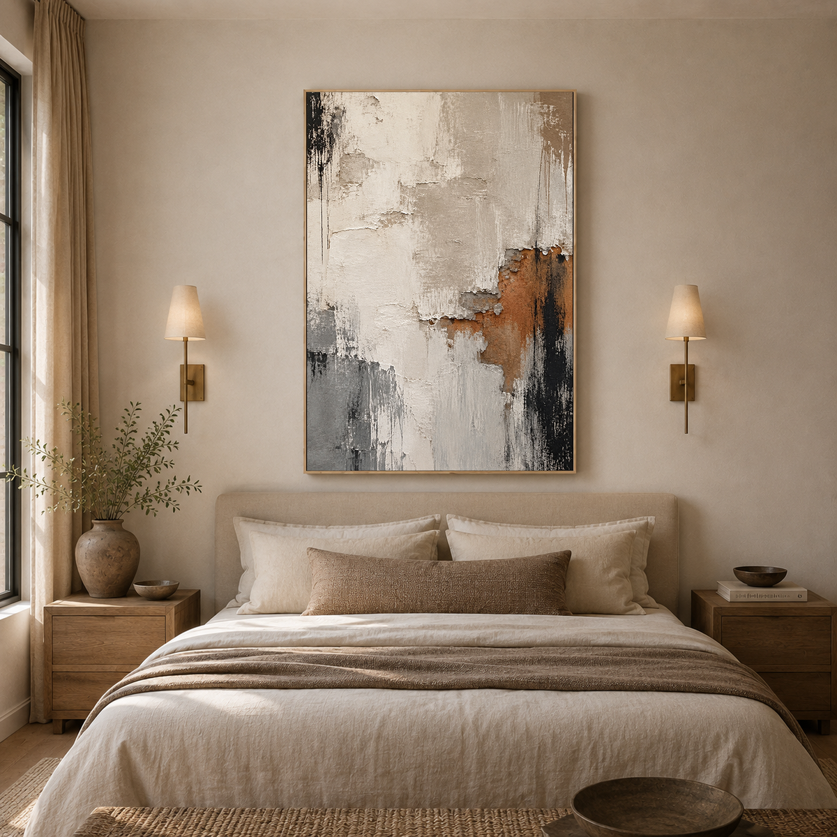 "Plain corner" – Wabi-Sabi Earth Tone Textured Abstract Acrylic Painting