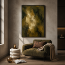 "Verdant Luminescence" – Wabi-Sabi Olive Green Bronze Impasto Oil Painting