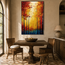 "Ablaze in Autumn" – Palette Knife Expressionistic Forest Landscape Oil Painting