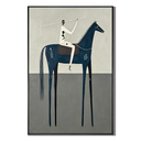 “Blue Frontier Silence” – Minimalist Western Horse Folk Art Oil Painting