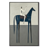 “Blue Frontier Silence” – Minimalist Western Horse Folk Art Oil Painting
