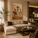 "Desert Caravans" – Modern Western Earth Tone Figurative Impasto Oil Painting