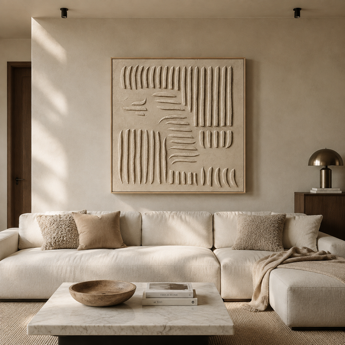 "Organic Cadence" – Wabi-Sabi Sand Tone Abstract Acrylic Painting